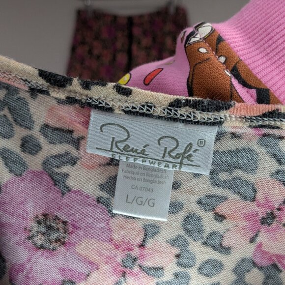 Rene Rofe Floral Animal Print Lace Sleep Set Tank & Shorts Black Pink Size Large - Picture 3 of 7
